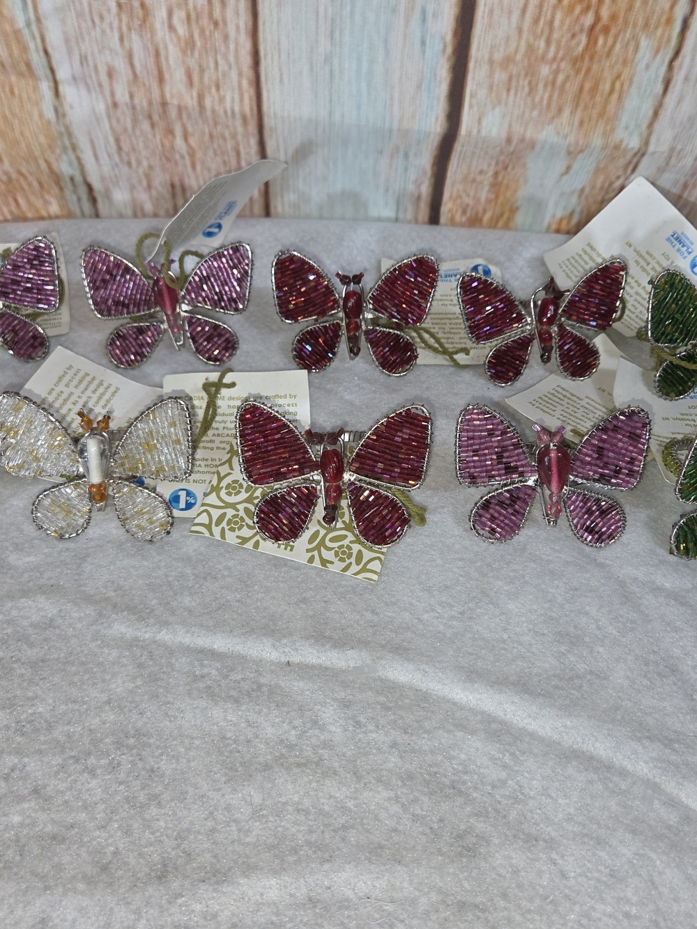 10 Arcadia Home Butterfly Beaded Napkin Ring Holders